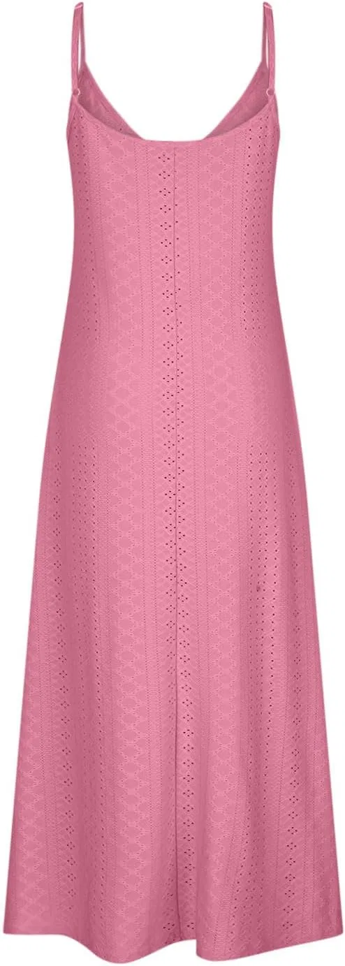 Женское летнее платье с V-образным вырезом Maxi, Hot Pink — фото 4