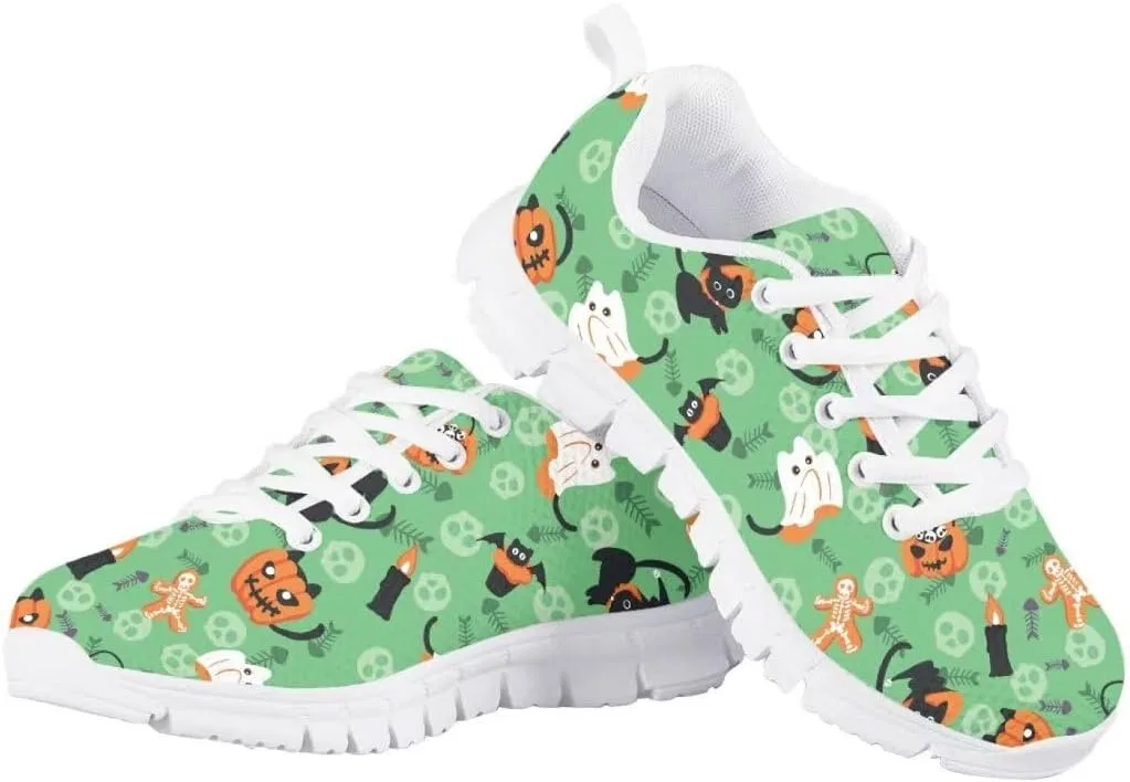Детские кроссовки для мальчиков с дышащим верхом Pinupub, Skulls Pumpkins Green — фото 4
