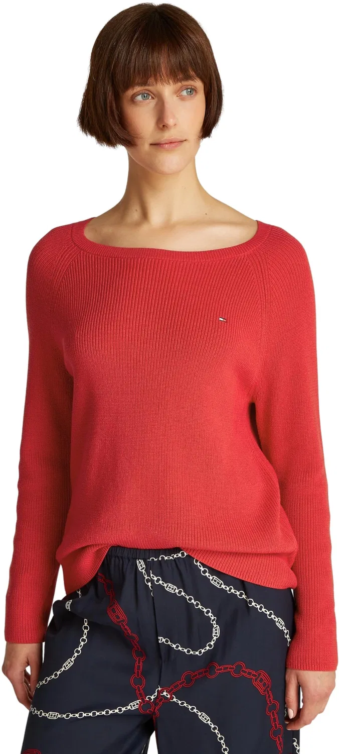 Женский джемпер с длинным рукавом CO Cardi FINE GG LS Boat-NK Swt Tommy Hilfiger, Red (Primary Red) — фото 2