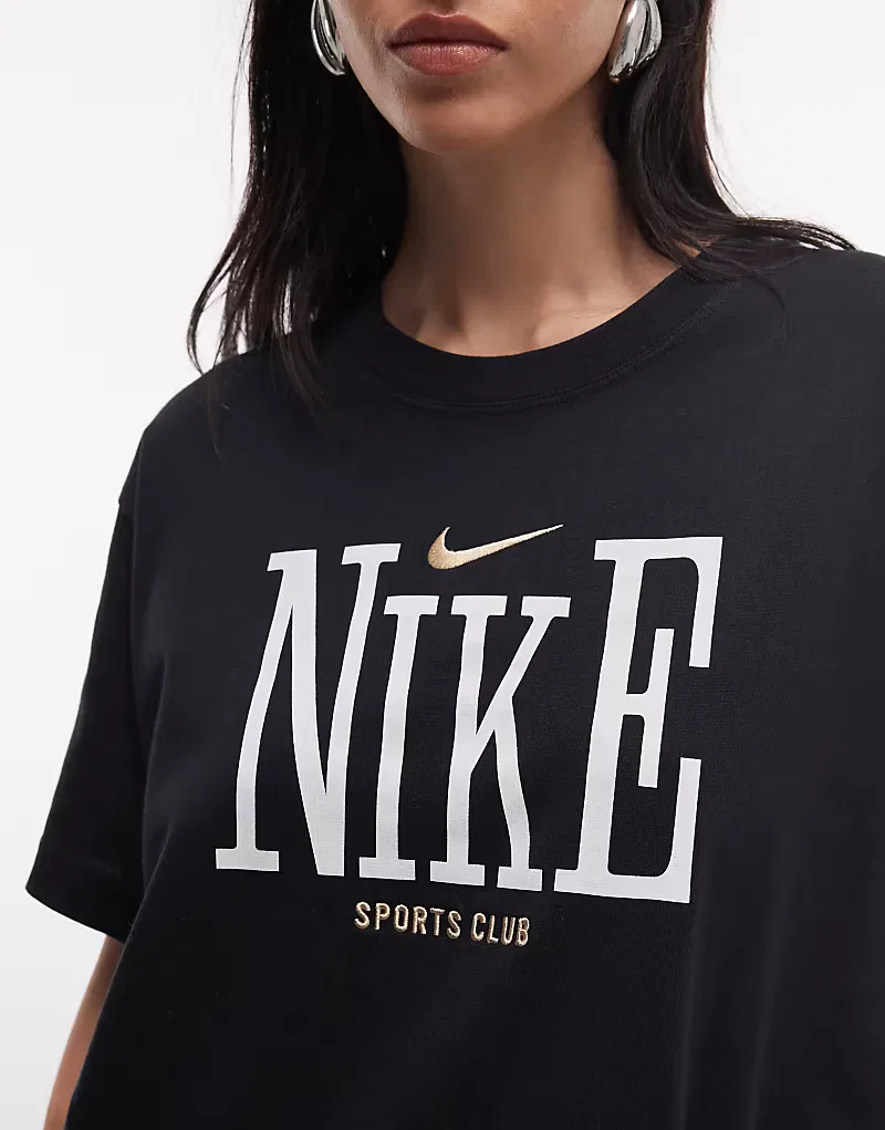 Классическая объемная футболка Nike с графическим принтом, черный — фото 3