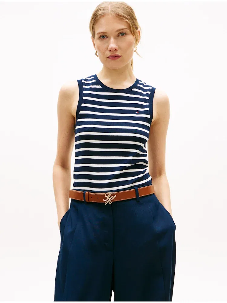 Топ с ребристой текстурой TOMMY HILFIGER, Navy