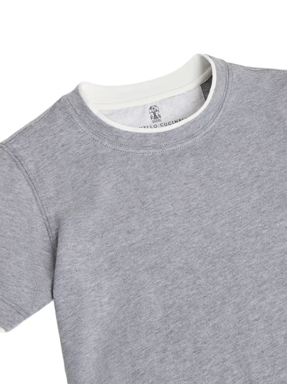 Футболка из джерси с искусственным слоем Brunello Cucinelli Kids, серый — фото 3