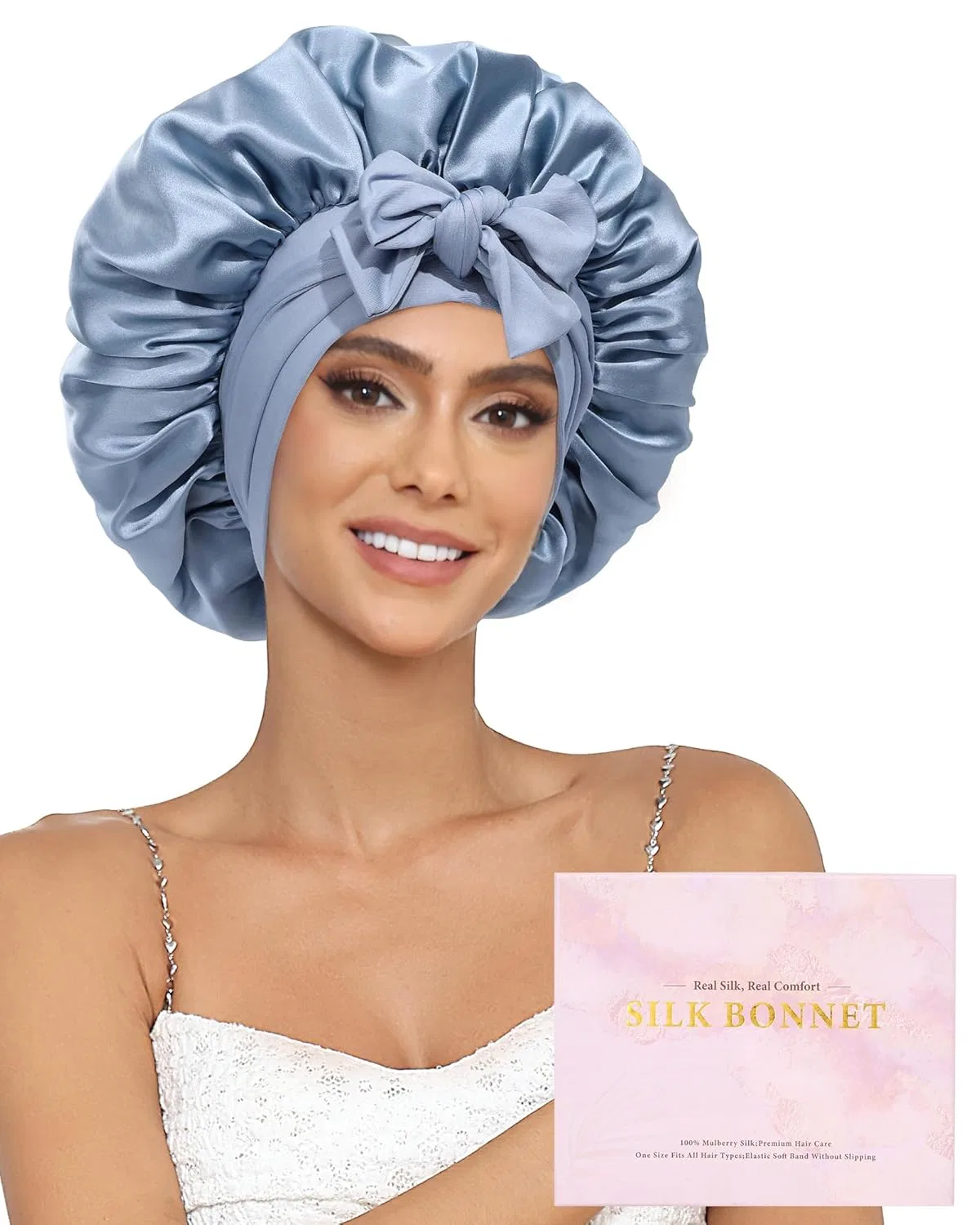 Шапочка для душа из шелка, Ufgin, двусторонняя, Mist Blue + Sky Blue