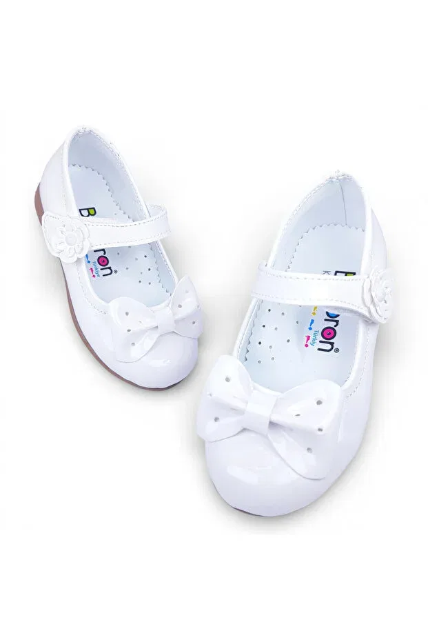 Детское платье-балетки для девочек с бантом Orthopedic girls' ballerina baby and children's shoes patent leather white yf2502 Beebron, Patent Leather White