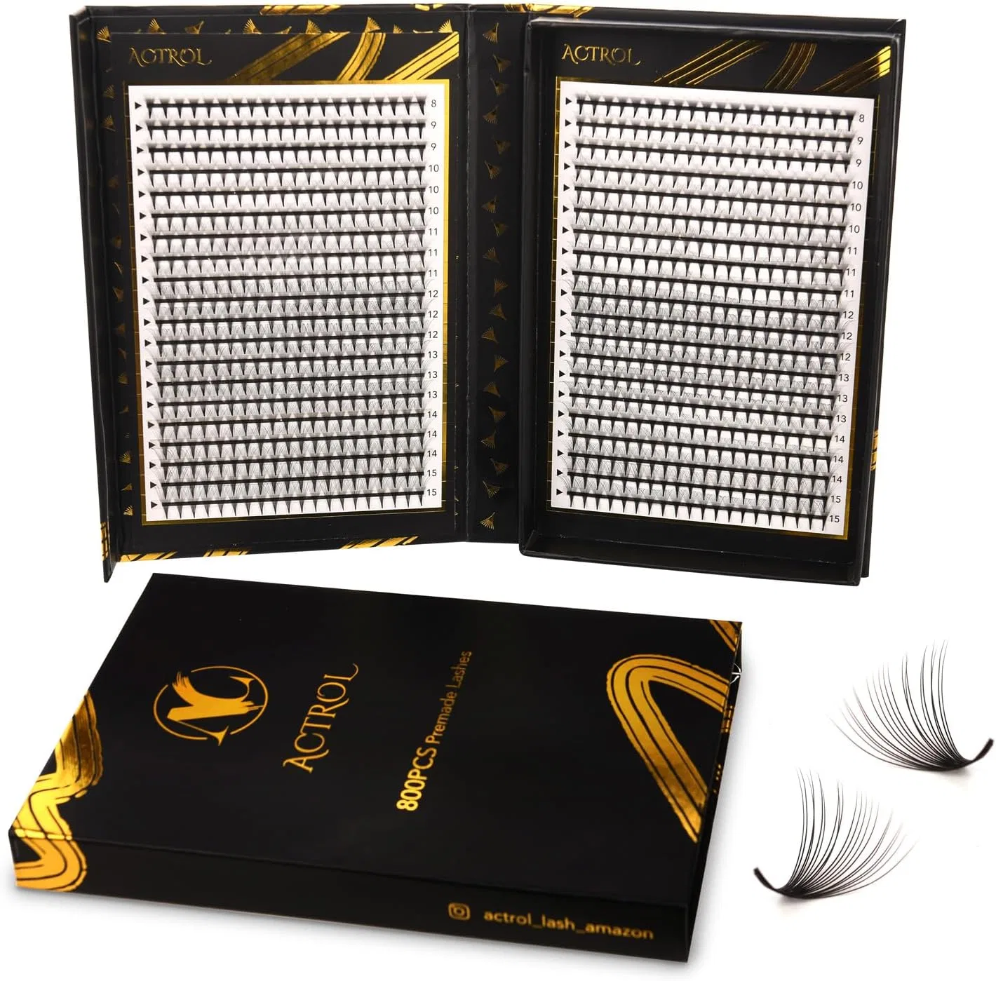 Ресницы 20D 8-15 мм ACTROL 800 шт черные