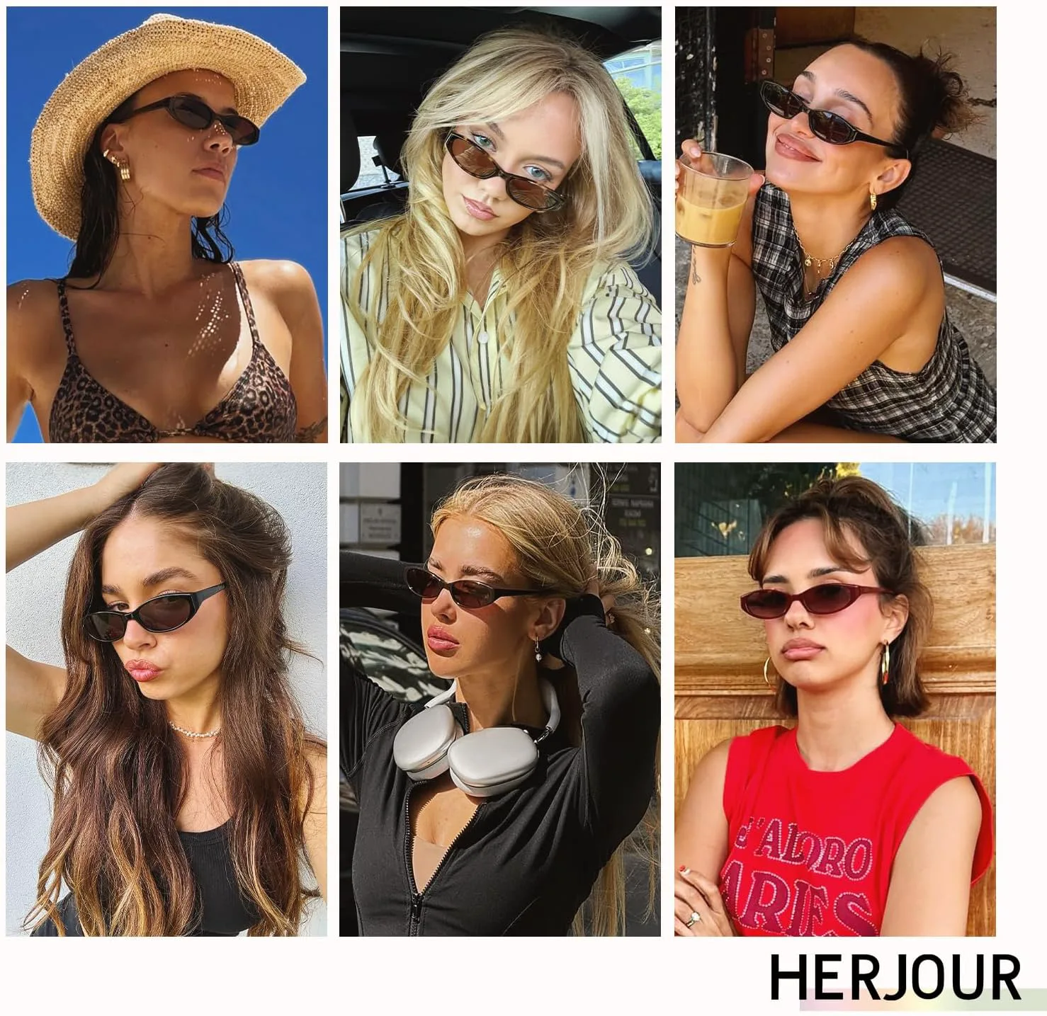 

Ретро овальные солнцезащитные очки для женщин и мужчин в стиле Y2k, узкие «кошачий глаз», тонкие очки AR82299 HERJOUR, A01 Black/Grey+tortoise/Brown+chocolate/Brown