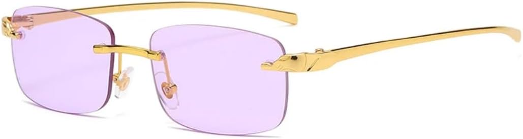 

Солнцезащитные очки с защитой от УФ-излучения UV400 | Без оправы, в стиле панк, с металлическими разноцветными линзами | Для женщин и мужчин, для занятий спортом на открытом воздухе и вождения DSVIGF, Gold-purple