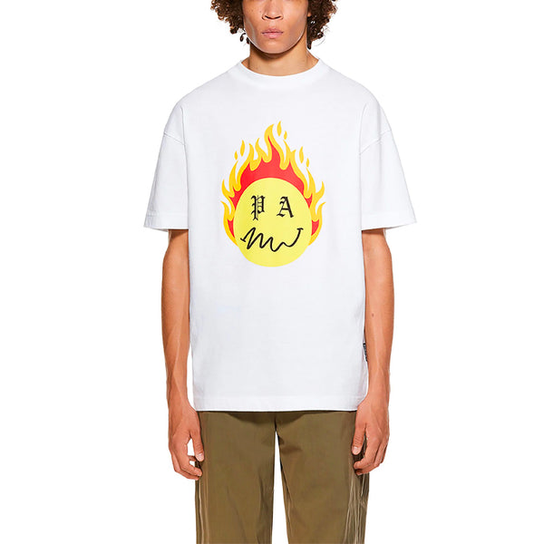 Футболка burning head short-sleeve t-shirt 'white/yellow' Palm Angels, белый — фото 3