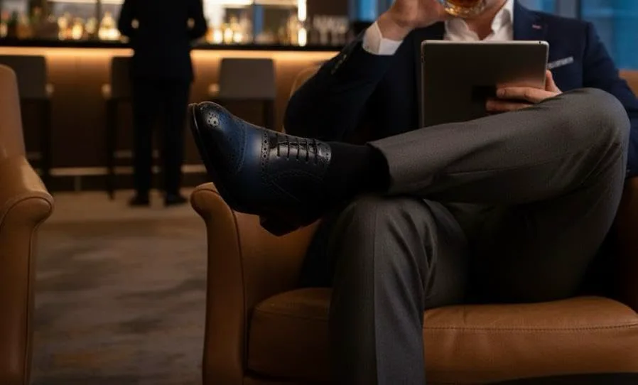 

Мужские оксфорды X6426 из коричневой кожи - премиальная ручная работа из кожи полного зерна, подошва с противоскользящим эффектом, роскошный комфорт и вечный классический дизайн EK ENES KARA, синий