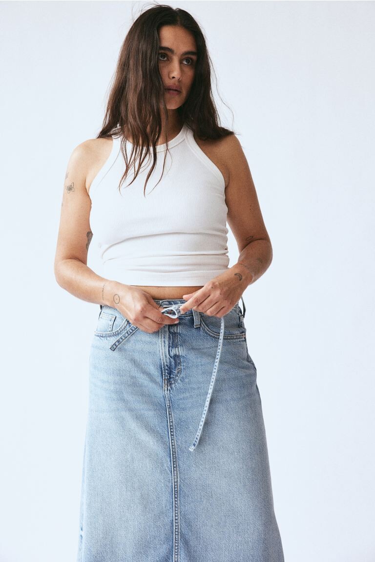 

Юбка из мягкой джинсовой ткани с перьями H&M, синий