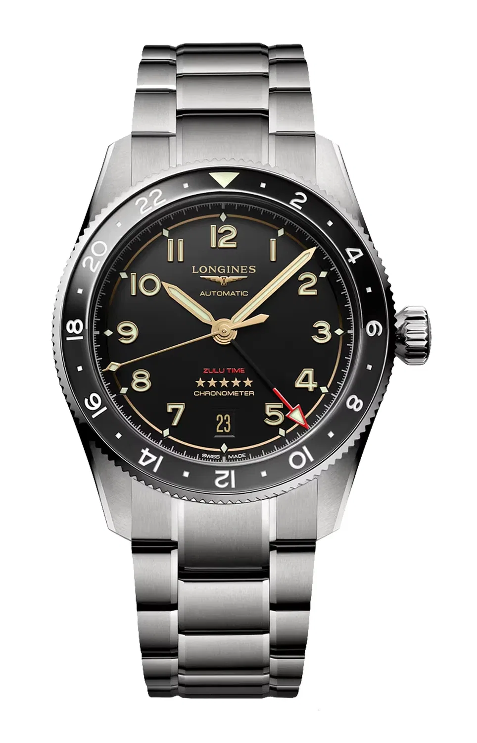 LONGINES SPIRIT ZULU TIME ТИТАН 39 ММ - L3.802.1.53.6, серебряный