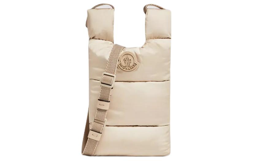 Moncler Сумка через плечо из нейлона с отделкой из телячьей кожи женская бежевая