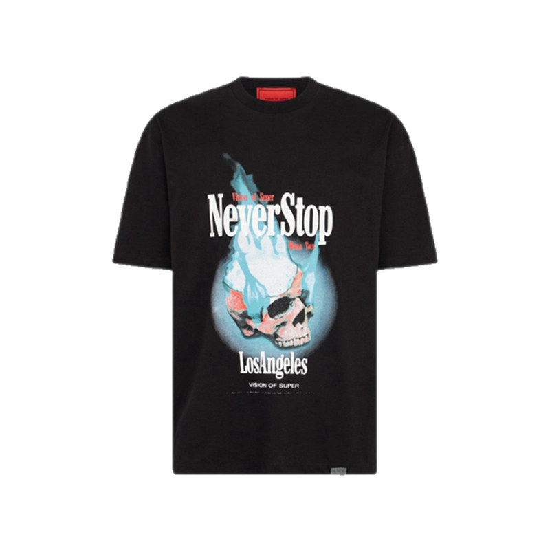 

Футболка VOS Casual Loose Fit с коротким рукавом и круглым вырезом, унисекс Vision Of Super, черный