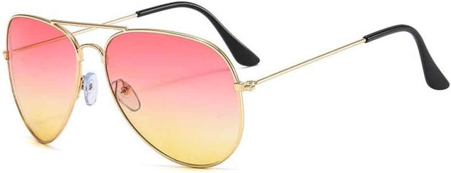 

Солнцезащитные очки с двойной перемычкой, женские и мужские, в оправе из сплава, с градиентными линзами, солнцезащитные очки для женщин и мужчин MTZJH, Gold Pink Yellow