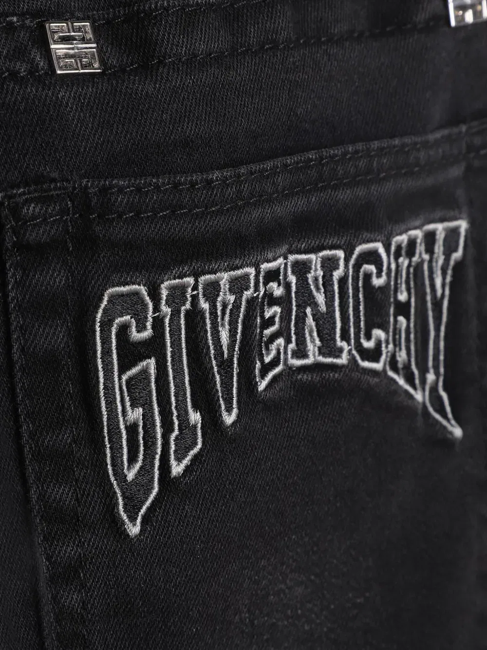 Хлопковые джинсы с вышитым логотипом Givenchy Kids, черный — фото 3