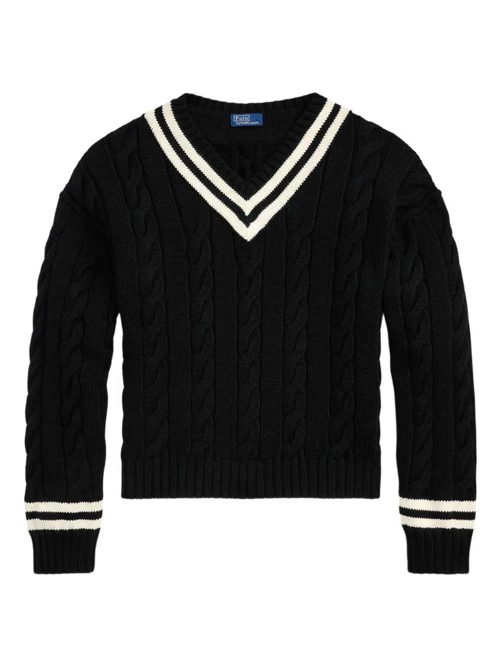

Свитер фактурной вязки с V-образным вырезом POLO RALPH LAUREN, черный