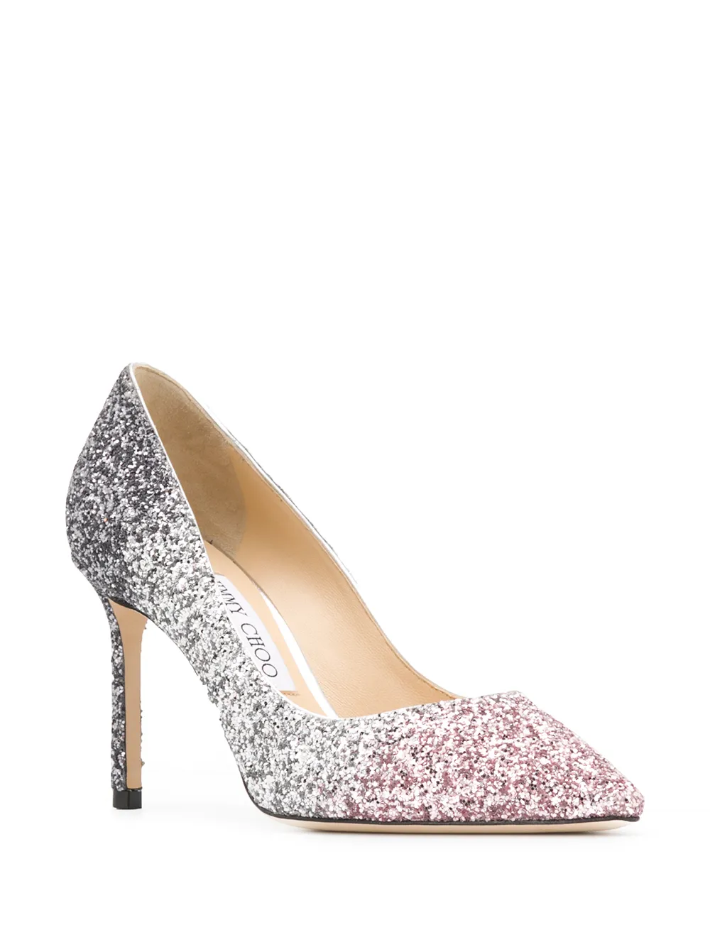 Туфли-лодочки Romy 85 с блестками JIMMY CHOO, серебряный — фото 2