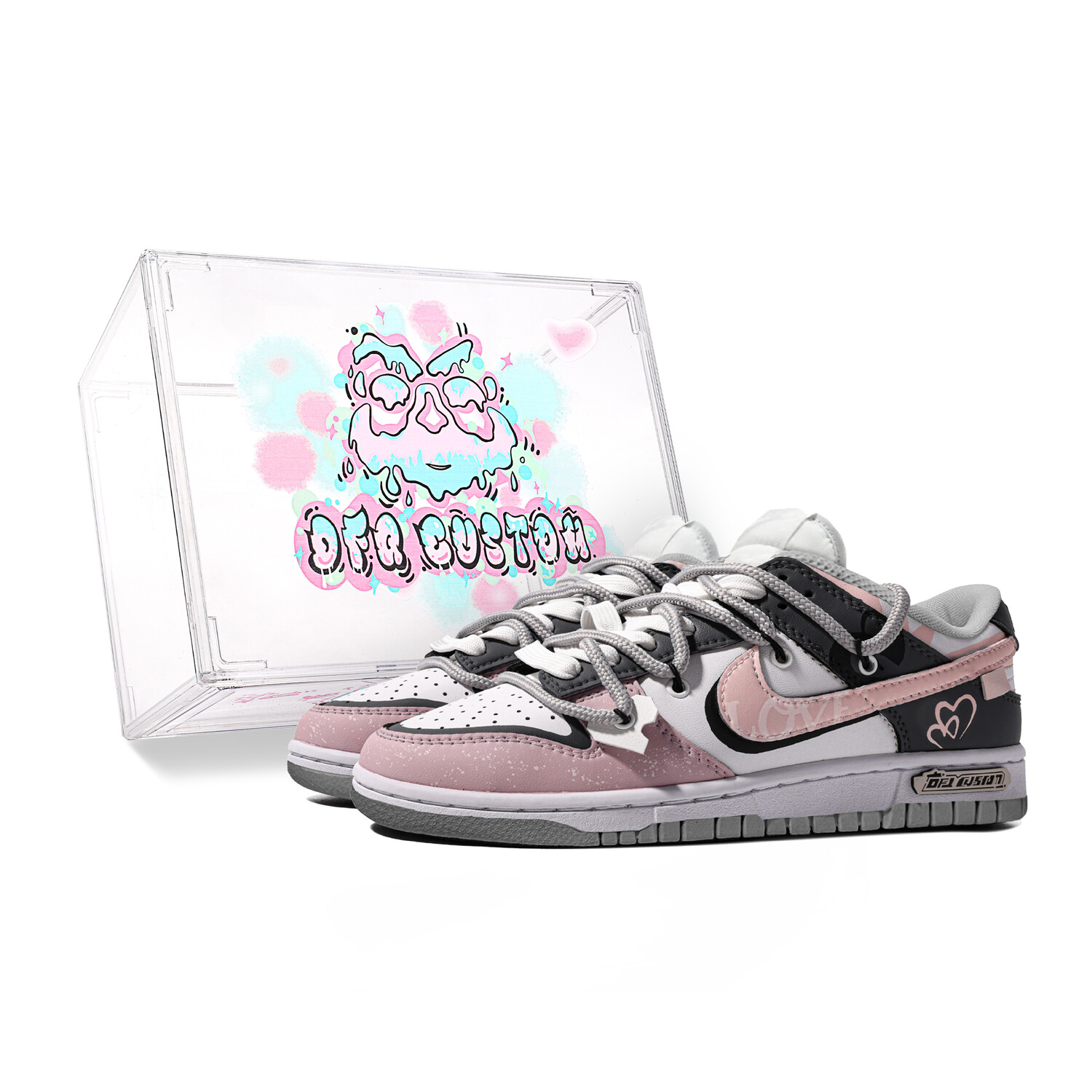 

Кроссовки Nike Dunk Skateboarding Shoes Women's Low-top Pink/Black, черный/розовый