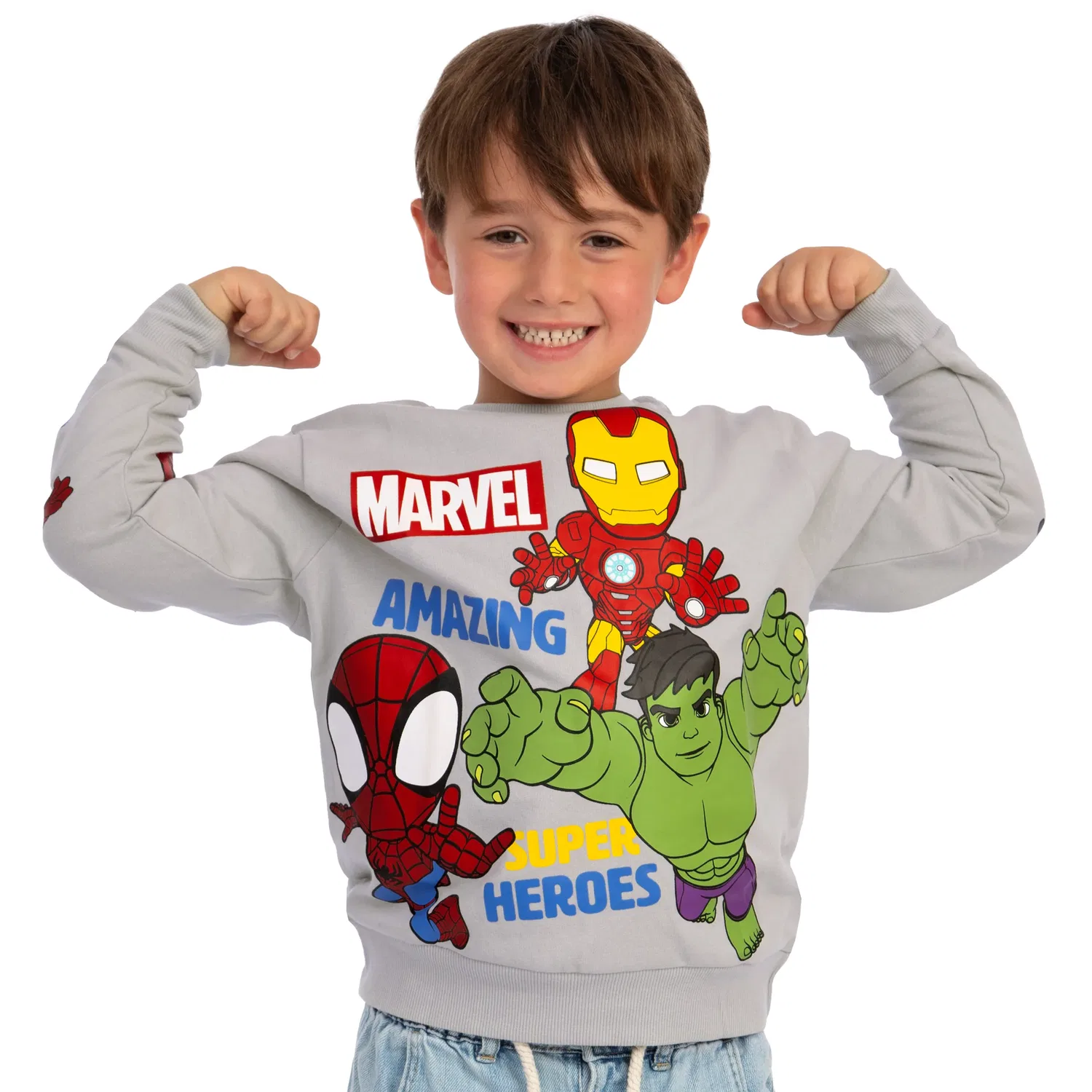 Свитшот детский с героями Marvel Spidey And His Amazing Friends, серый — фото 4