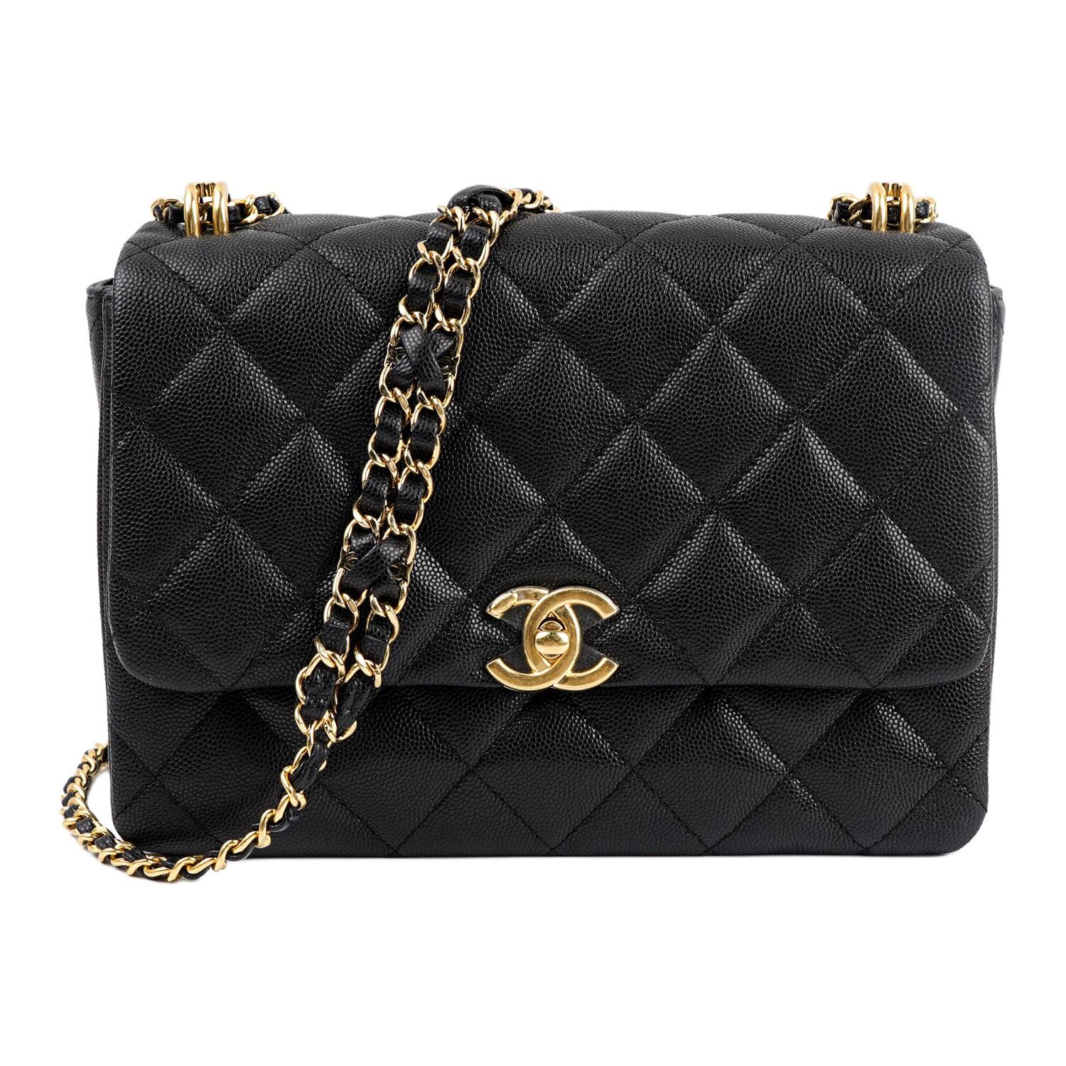 

CHANEL 22К осенне-зимняя женская сумка из личи кожи с клапаном через плечо кроссбоди черная