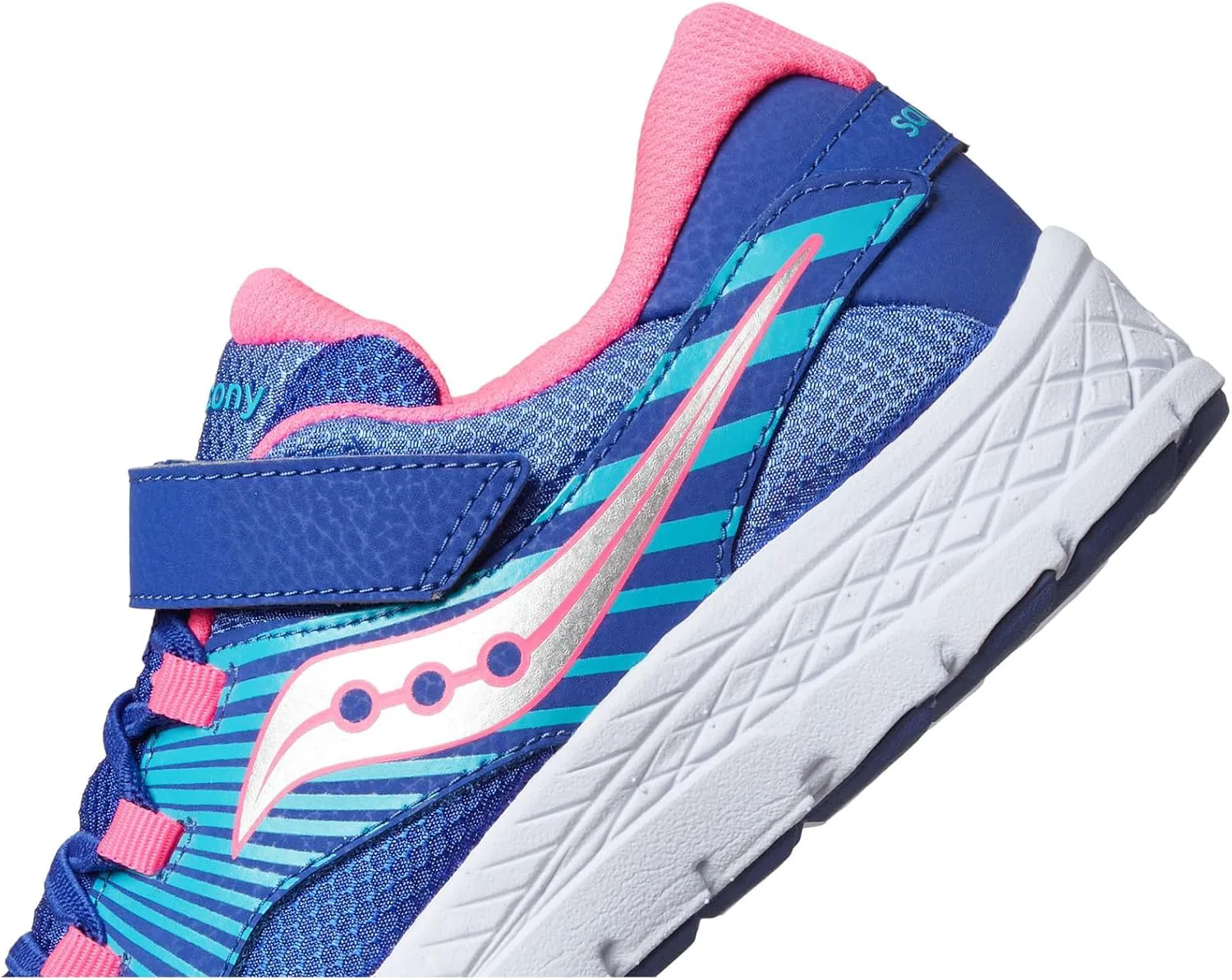 Кроссовки Saucony Unisex-Child Velocer a/C (маленький/большой ребенок), синий/розовый — фото 3