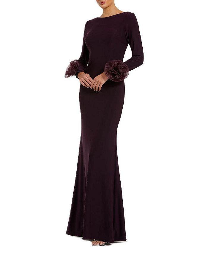 

Приталенное платье с длинным рукавом и 3D-цветами Mac Duggal, фиолетовый