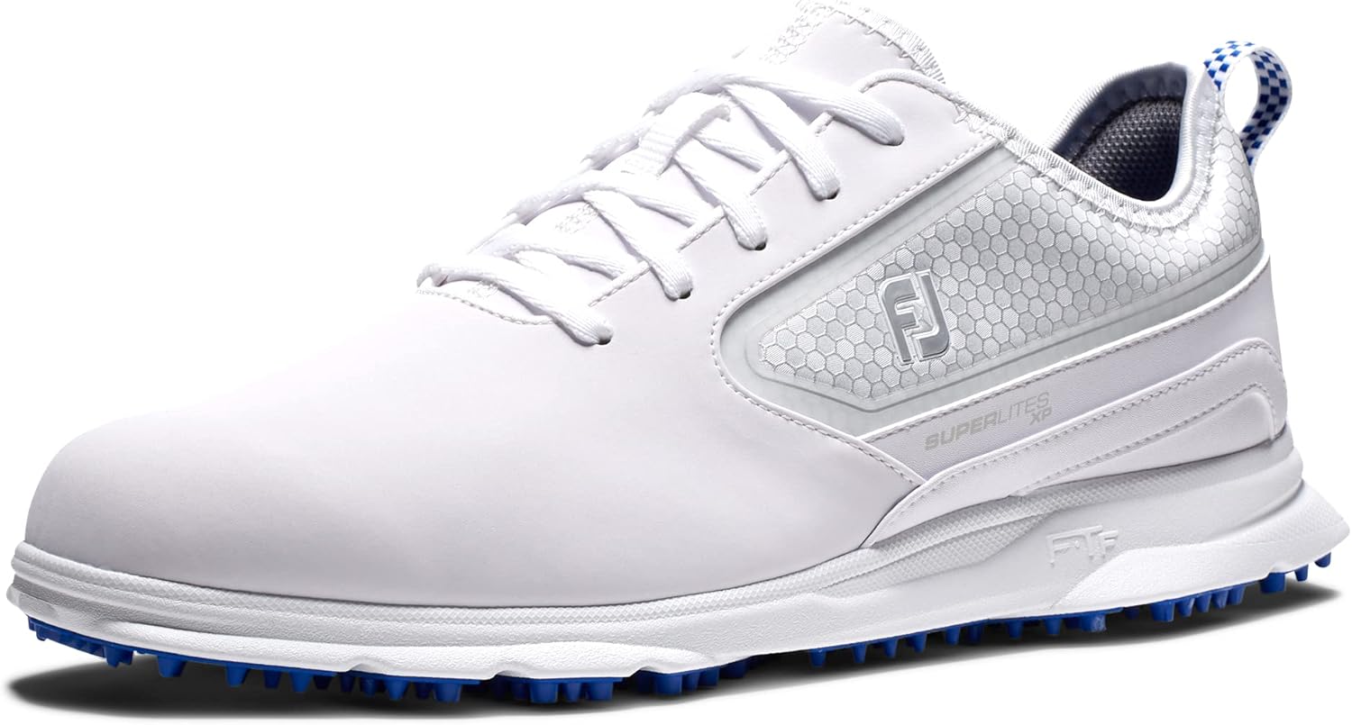 

Кроссовки для гольфа FootJoy Closeout Flex XP с сетчатым верхом и без шипов, белый/синий