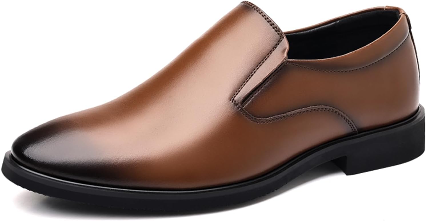 

Мужские лоферы TIXEWSJH на кожаной подошве, без шнурков, с низким каблуком, носок заостренный, с нескользящей мягкой подошвой, для официальной деловой работы, офисных мероприятий, свадеб и вечеринок, коричневый