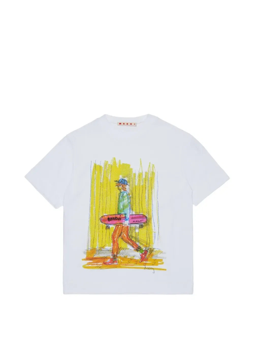 Футболка с графическим принтом Marni Kids, белый