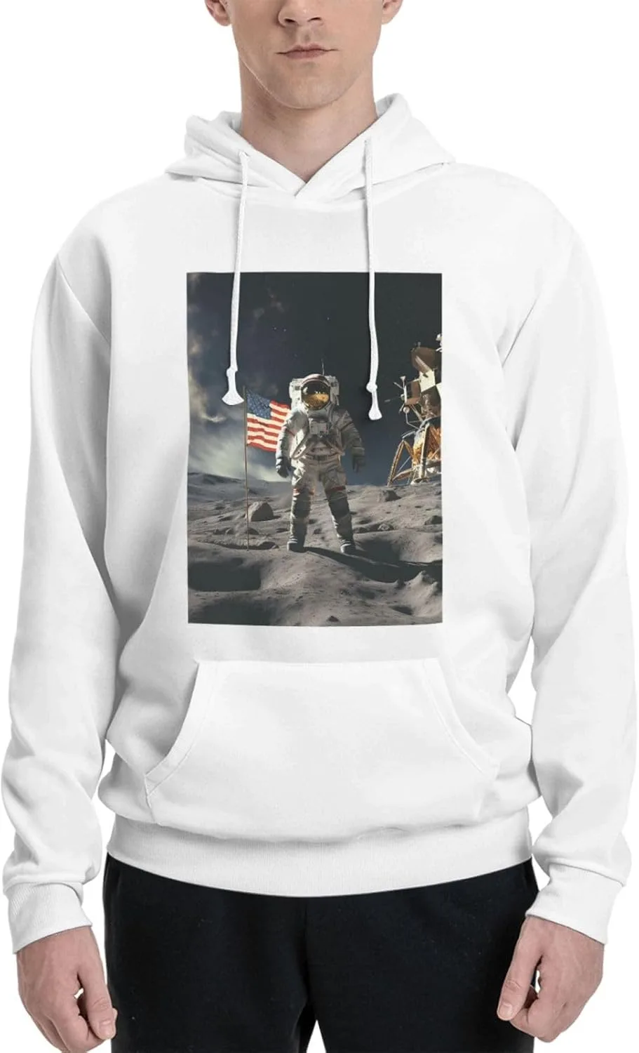 

Мужская флисовая толстовка с капюшоном Astronaut Landing on The Moon LKWSCGHM