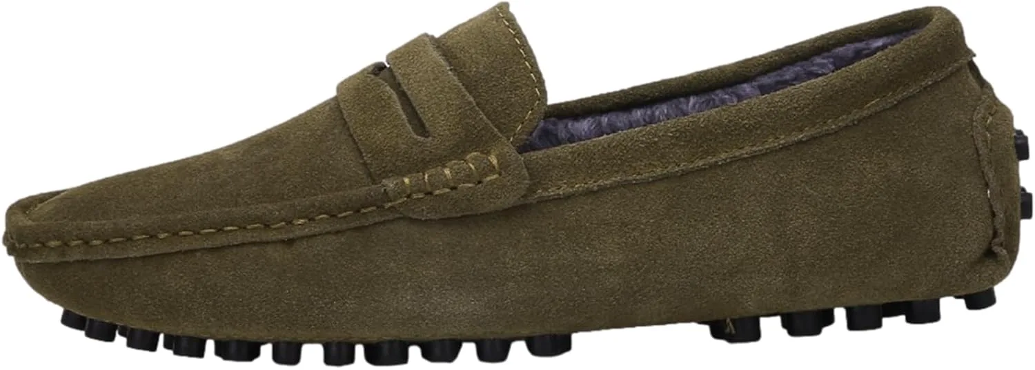 

Мужские замшевые кожаные лоферы ANUFER, удобные мокасины для вождения, хаки