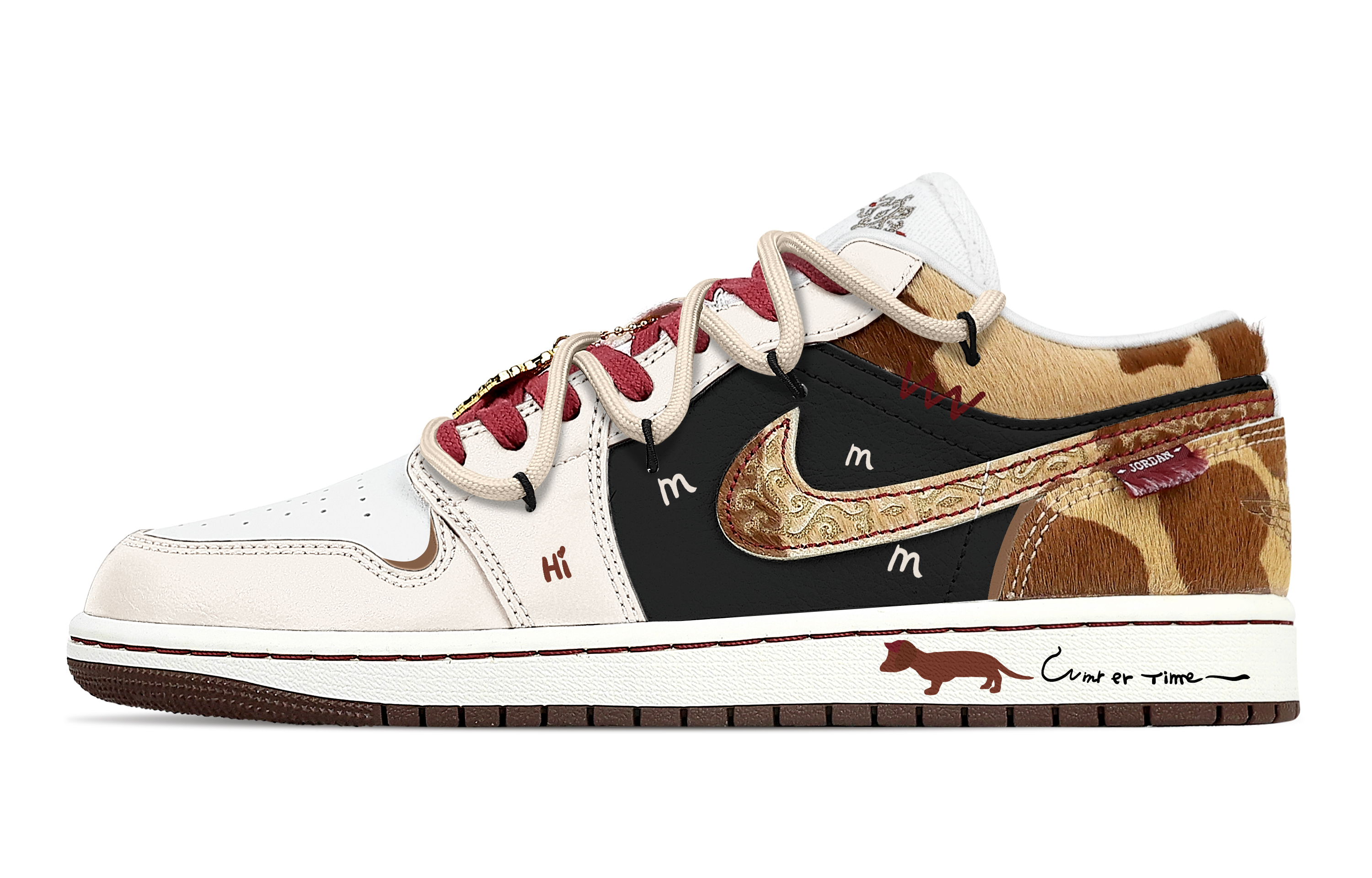 

Jordan Кроссовки Air 1 Abrasion Resistant Low top Vintage для мужчин, черный, бежевый, коричневый