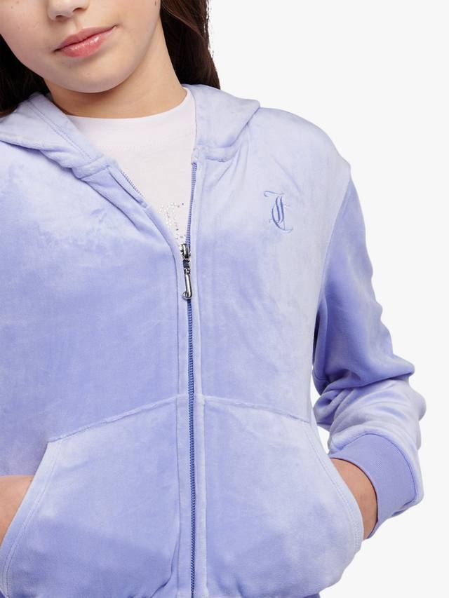Детская велюровая худи с молнией в тон Juicy Couture, Jacaranda — фото 4