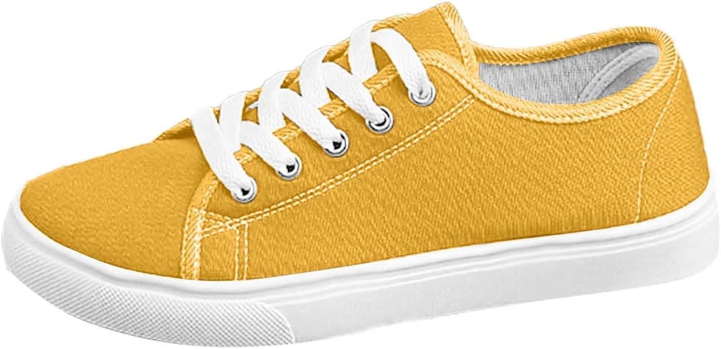 

Женские повседневные кеды из ткани Модные ботинки на шнуровке Комфортные плоские дышащие для повседневной носки Generic, желтый