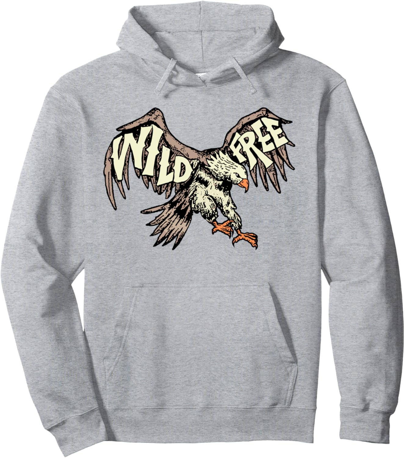 

Худи Wild & Free Vintage Eagle Hand Lettering Freedom USA 80-х годов Giant Step Design Co., серый
