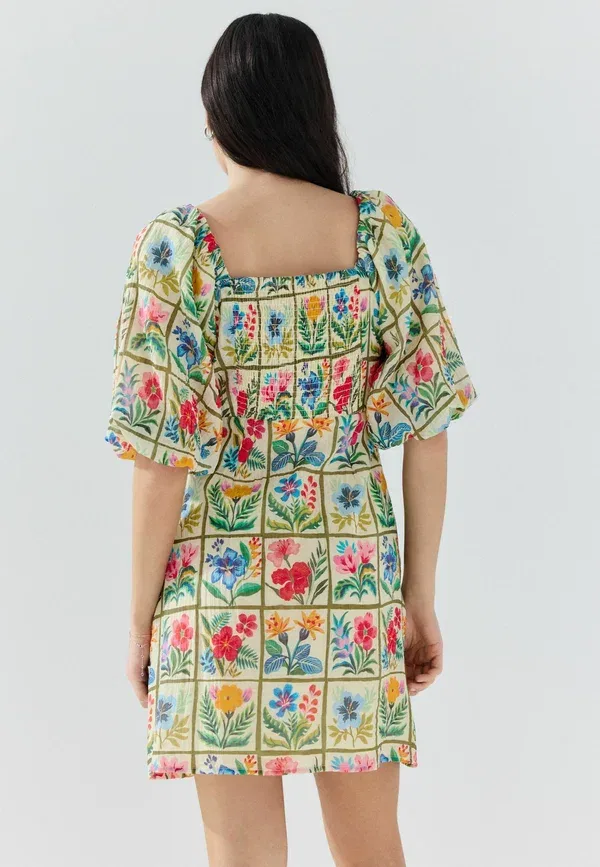 Платье мини Next, Tall fit puff sleeve mini occasion dress, красный цветочный принт — фото 2