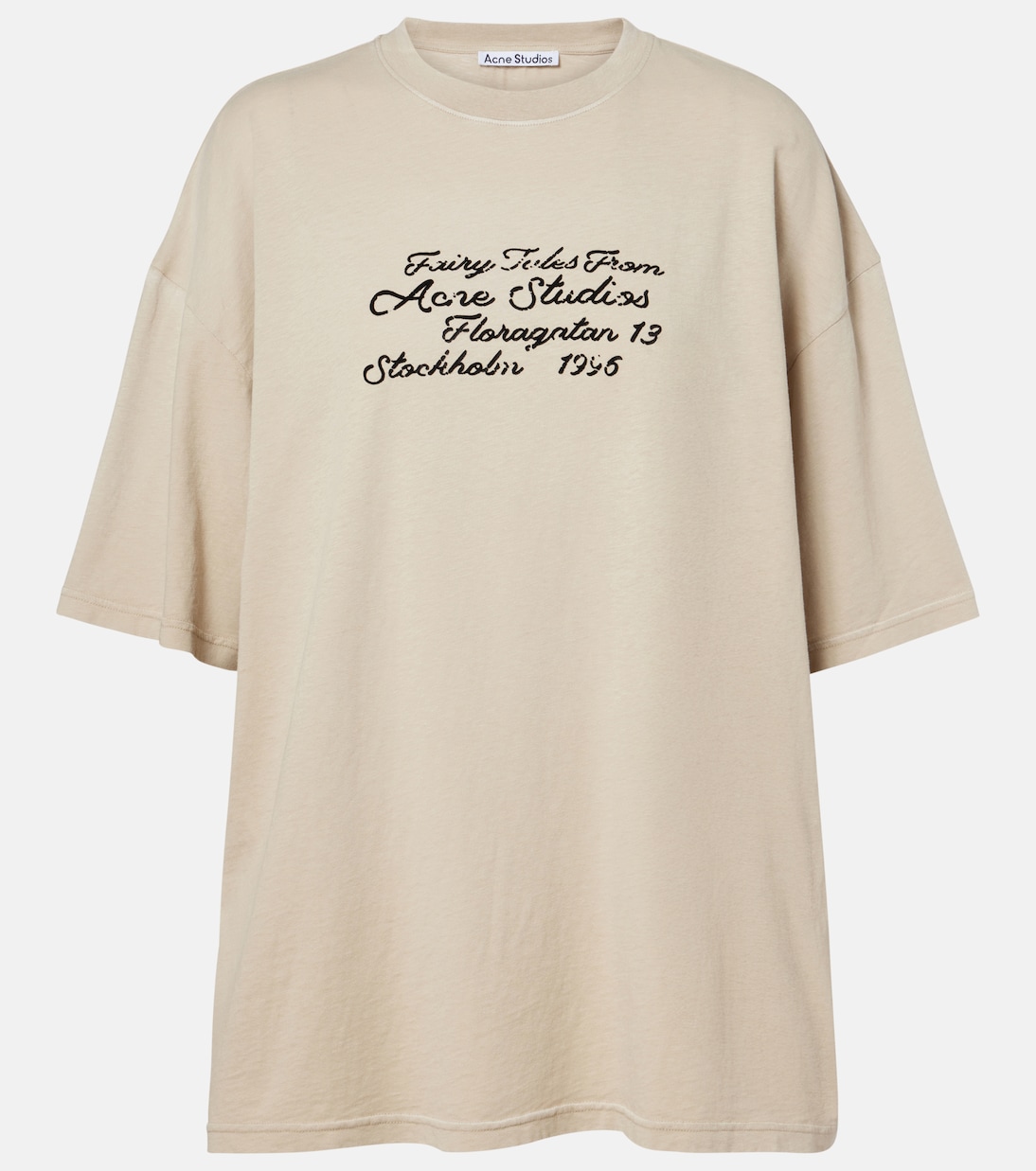 

Футболка из хлопкового джерси с логотипом Acne Studios, Oat Beige