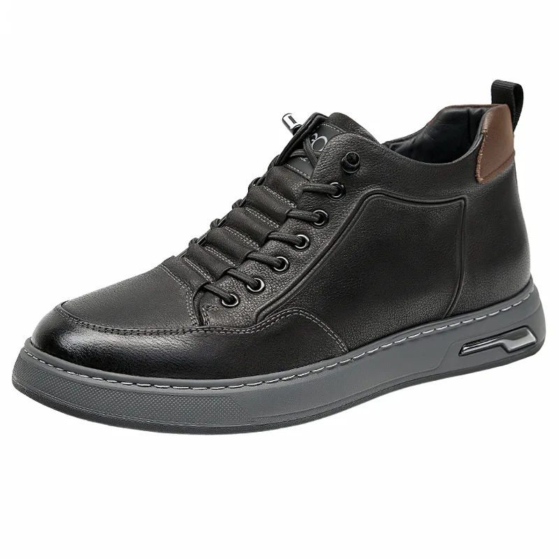 Мужские кожаные полуботинки casual с термоизоляцией GOG, Brown All-Season, Height-Increasing 6cm — фото 3