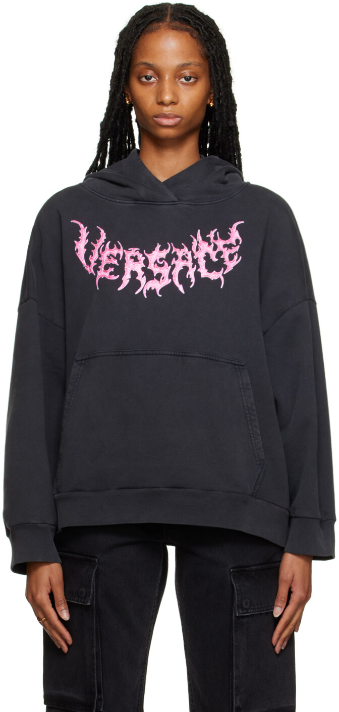 

Черный свободный худи Versace