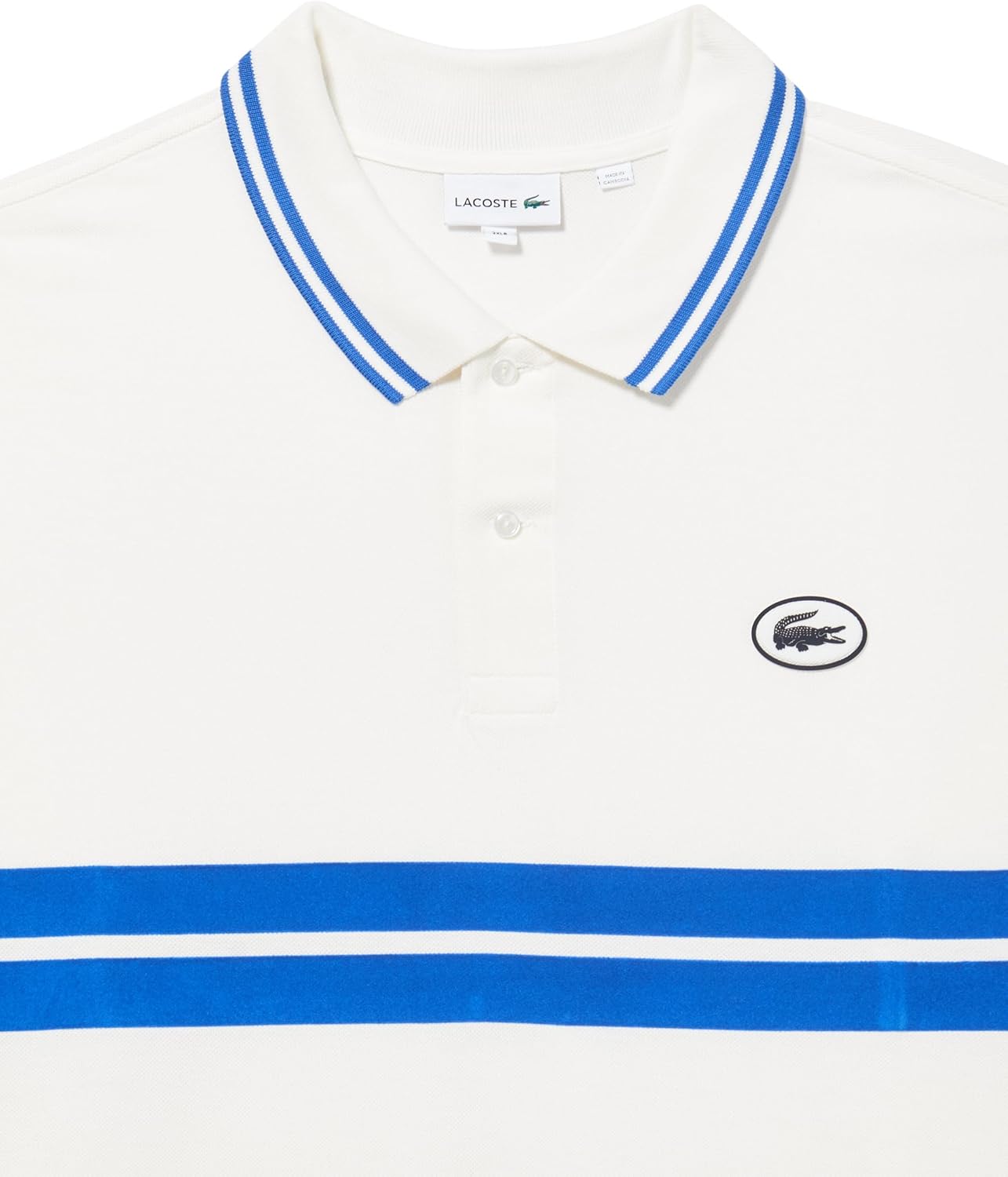 Футболка Lacoste, мужская, с коротким рукавом, в полоску, Flour/Ladigue — фото 2