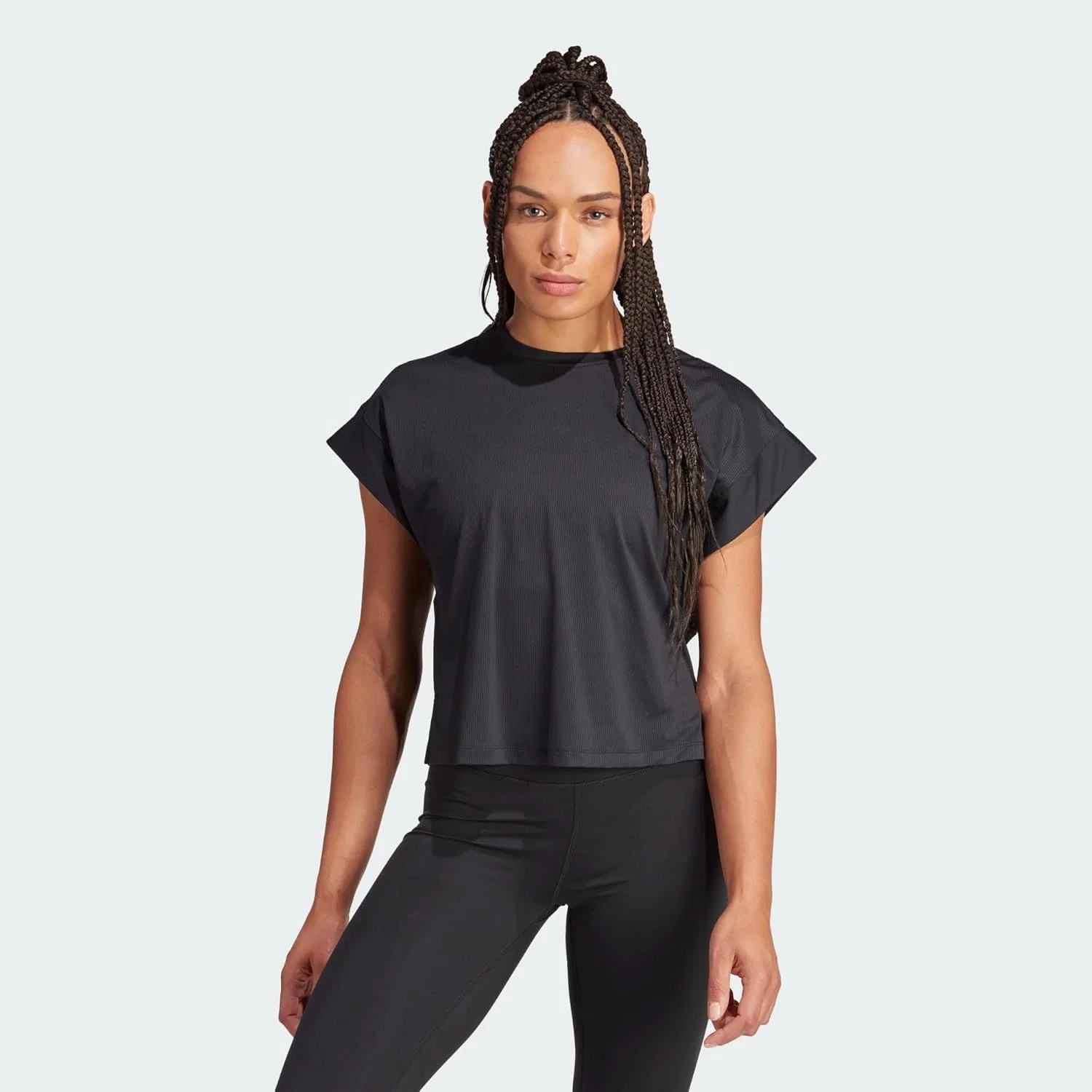 Футболка женская adidas Studio Tee, Black/Grey Six — фото 2