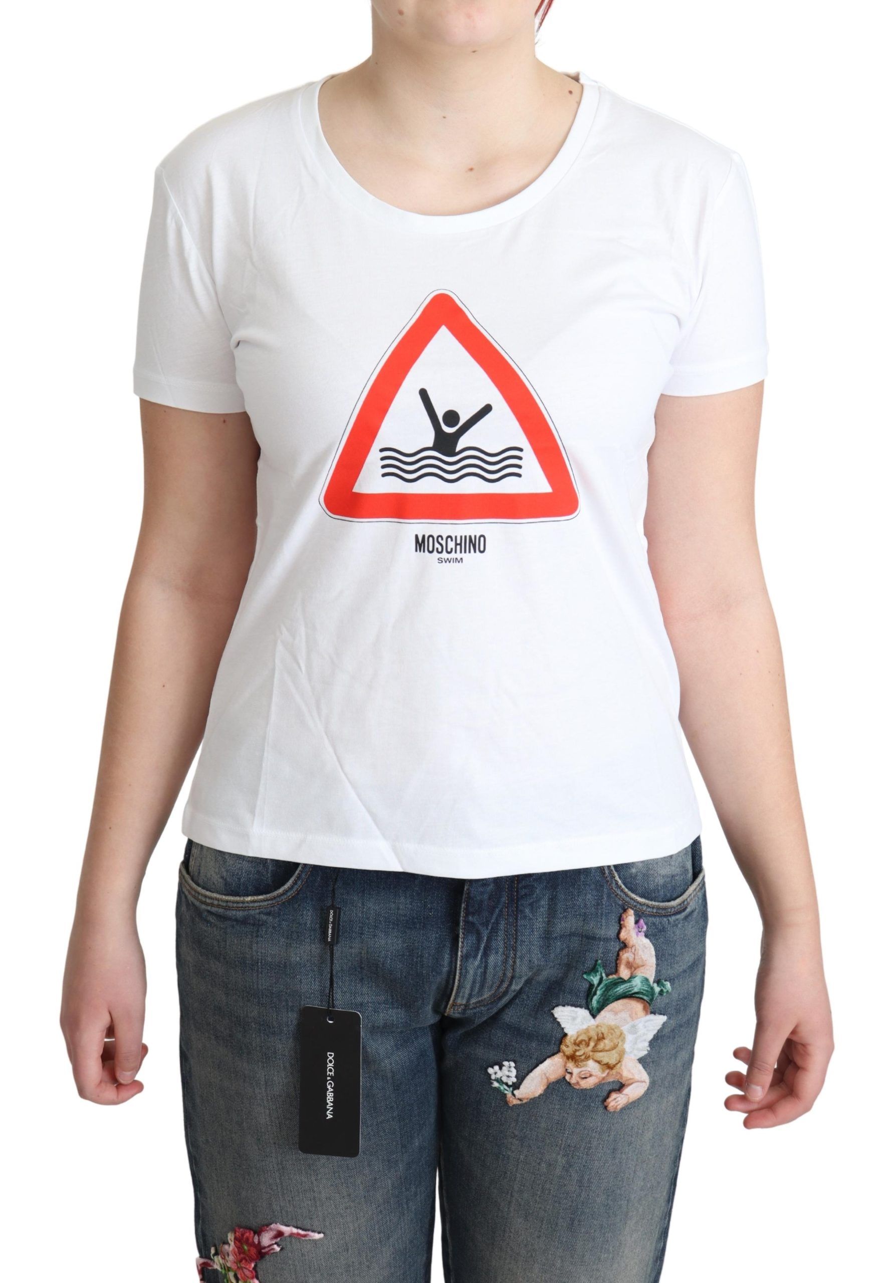 

Футболка Chic Triangle Graphic из хлопка Moschino, белый