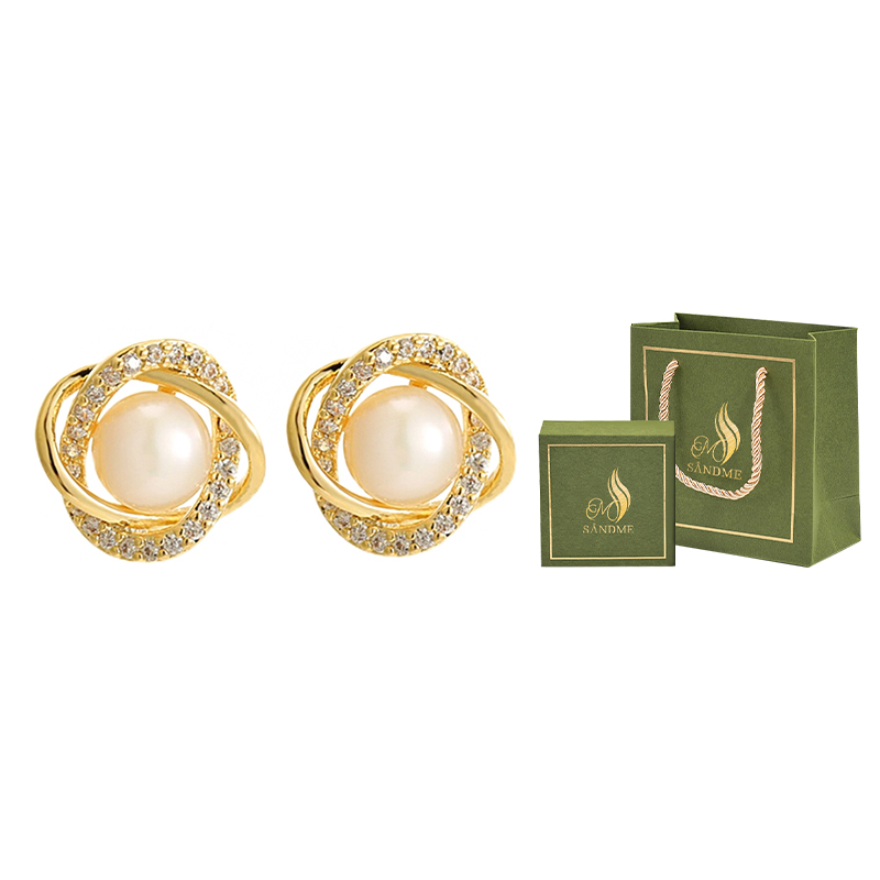 

Женские серьги-гвоздики с пресноводным жемчугом SENDME, золото