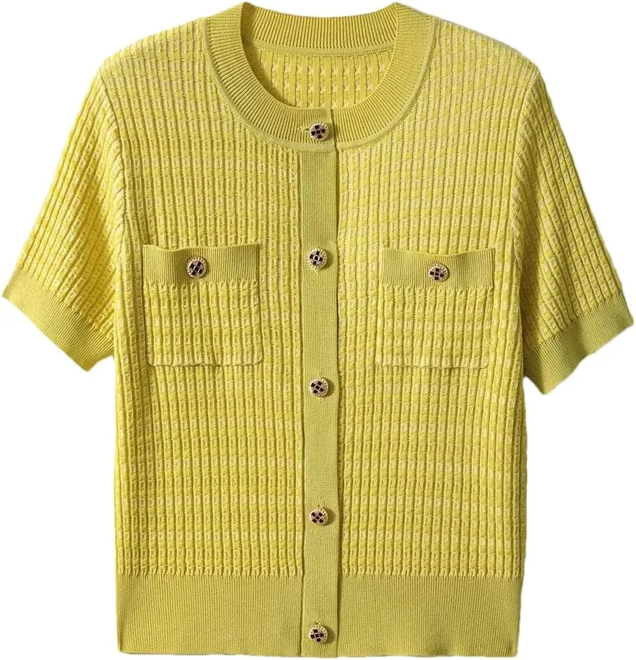 

Женская футболка из шелка Mulberry, полосатая, с коротким рукавом Vsadsau