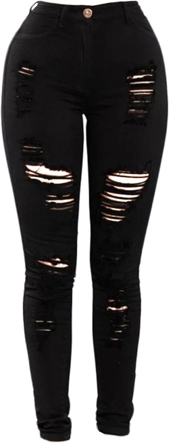 

Женские джинсы Andongnywell с потертостями и дырками, завышенная талия, облегающий крой