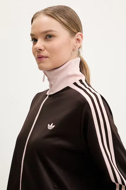 Блуза женская с молнией Adidas Originals, коричневый — фото 4
