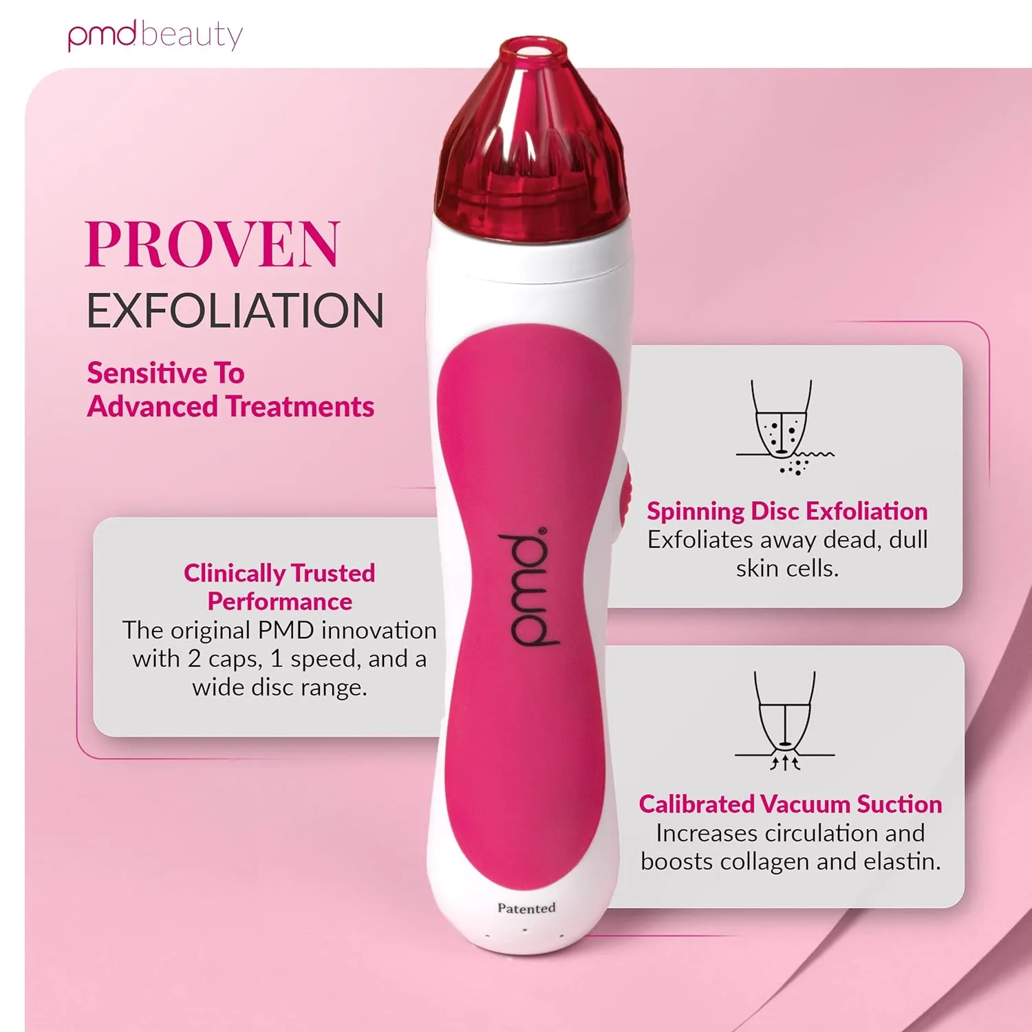 PMD Beauty Personal Microderm Classic - Набор для домашнего использования, инструмент для отшелушивания кожи лица, микродермабразия для ухода за кожей лица и тела. Pmd Personal Microderm, Pink — фото 2
