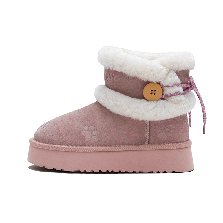 MASOOMAKE Короткие зимние сапоги женские резиновые розовые без шерсти, цвет Rubber Pink Wool-Free Ball