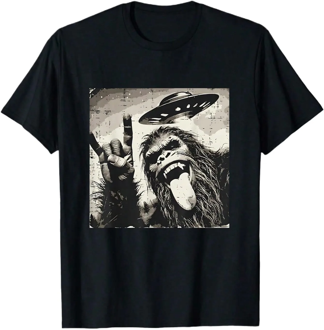 

Футболка с принтом Bigfoot Rocker UFO Selfie Purrgru