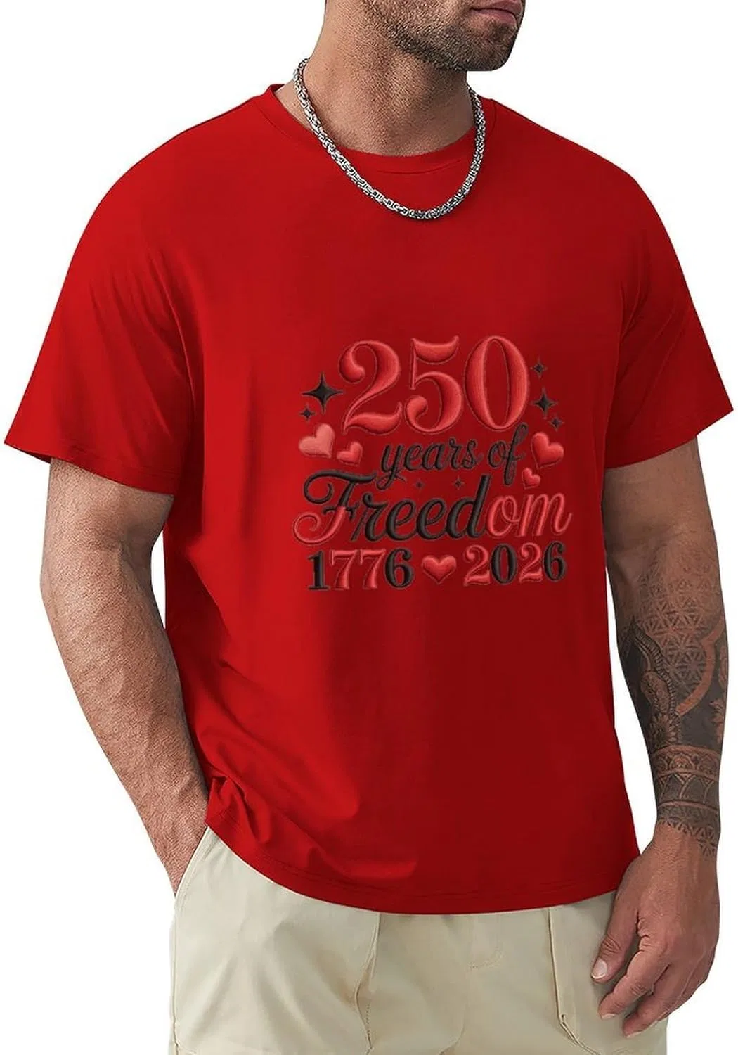 Футболка с принтом, хлопковая, Red-style-8